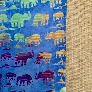 CHICO’S Elephant Scarf Multicolor Oblong Boho Elephant Pattern